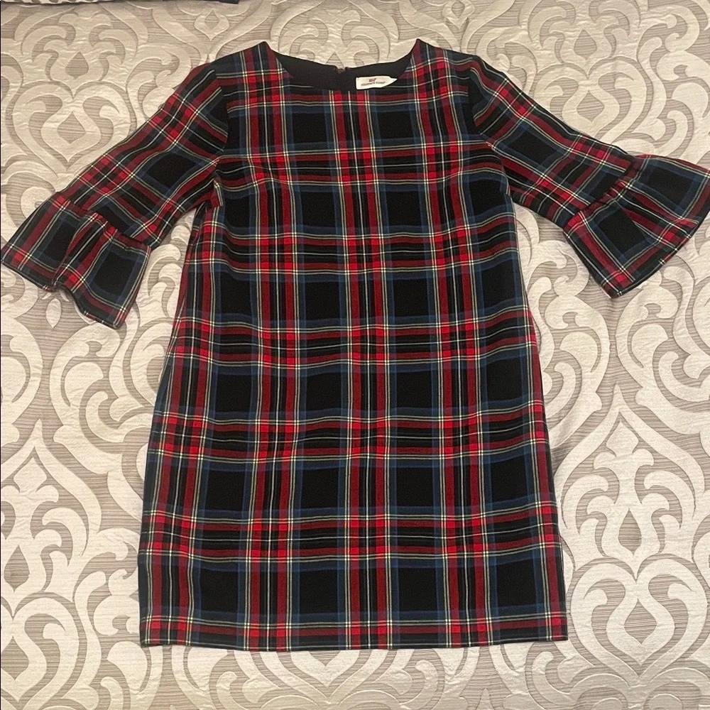 Vineyard Vines Jolly Plaid Flutter Sleeve Shift Dress Size 4 - Picture 2 of 4